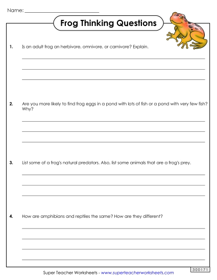 Worksheets - Frog Life Cycle Thinking Questions Worksheets - Frog Life Cycle Thinking Questions