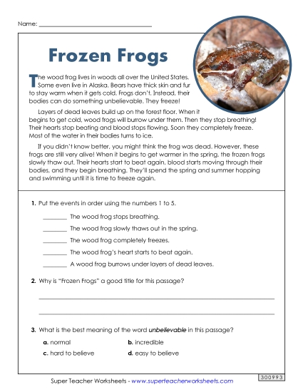 Short Passages - Frozen Frogs (Short, Nonfiction) Short Passages - Frozen Frogs (Short, Nonfiction)