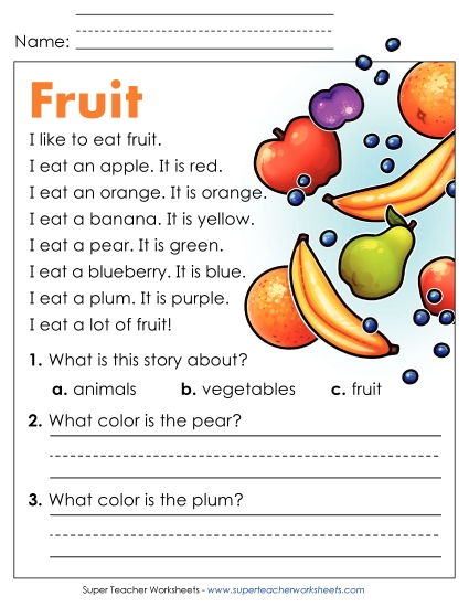 Reading Comprehension and Additional ELA Skills - Fruit Reading Comprehension and Additional ELA Skills - Fruit