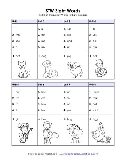 STW Sight Words Master List - Full Sight Words List (F: Units 1 through 30) STW Sight Words Master List - Full Sight Words List (F: Units 1 through 30)