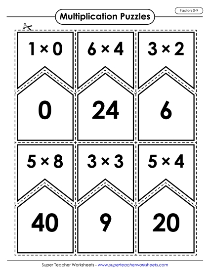 Worksheets and Games - Game: Multiplication Puzzle Match: 0-10 Worksheets and Games - Game: Multiplication Puzzle Match: 0-10