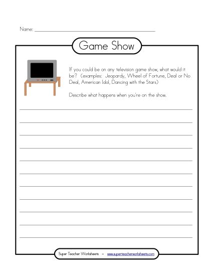 Pictures of Worksheets - Game Show