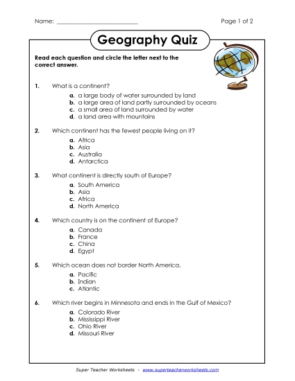 General Geography - Geography Quiz - 12 Questions General Geography - Geography Quiz - 12 Questions