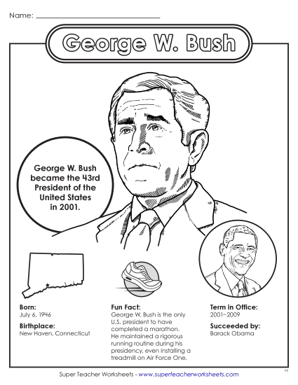 President Fact Sheets - George W. Bush Fact Sheet (Printable PDF Worksheet)