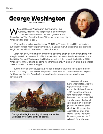 Reading Comprehension Passages - George Washington