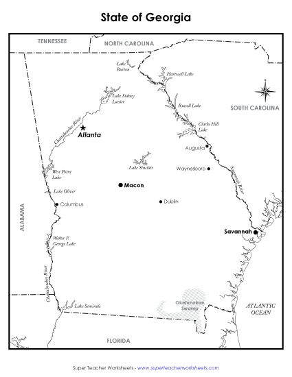 Georgia Map Labeled Printable - Georgia Map Labeled Printable Worksheet 25356 001 ga map usa