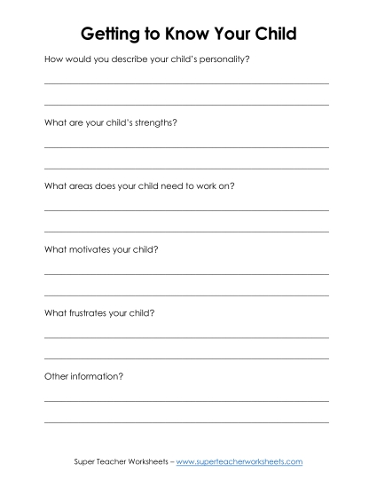 Open House Tools - Getting to Know Your Child (Version 2) 