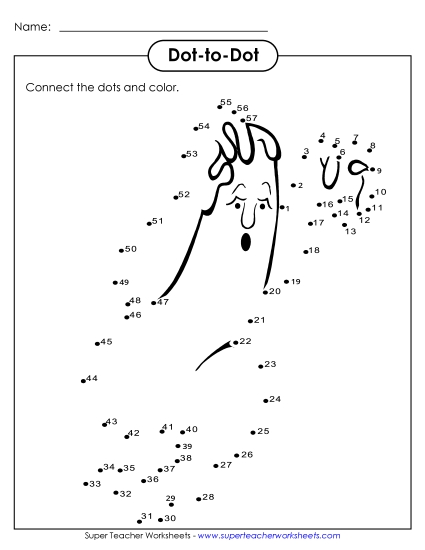 Puzzles - Ghost Dot-to-Dot (Numbers Up to 57) Puzzles - Ghost Dot-to-Dot (Numbers Up to 57)