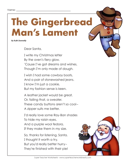 Poems - Gingerbread Man's Lament (Poem) Poems - Gingerbread Man's Lament (Poem)