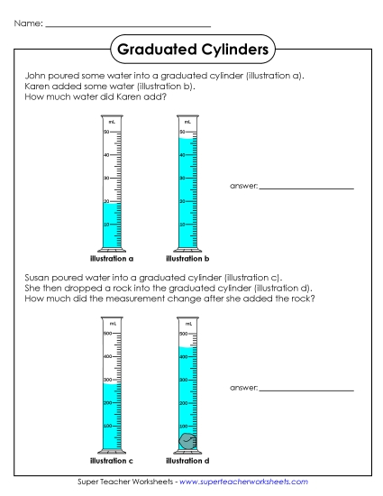 Intermediate - No Decimals - Grad Cylinders - Subtraction Problems Intermediate - No Decimals - Grad Cylinders - Subtraction Problems