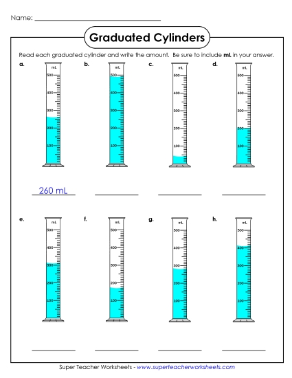 Intermediate - No Decimals - Graduated Cylinders (100s)