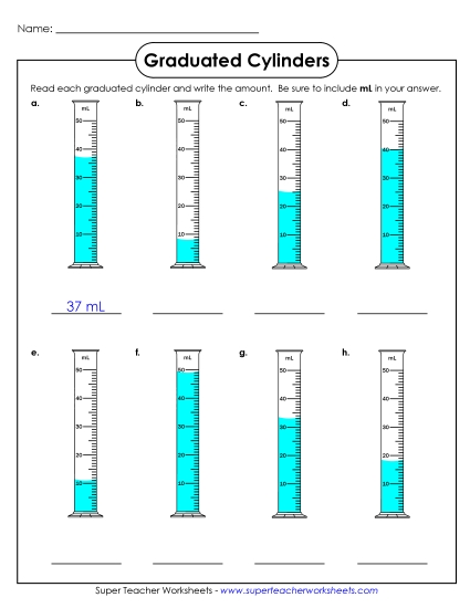 Intermediate - No Decimals - Graduated Cylinders (10s) Intermediate - No Decimals - Graduated Cylinders (10s)