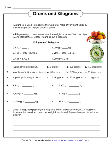 Grams and Kilograms (Harder) Grams and Kilograms (Harder)