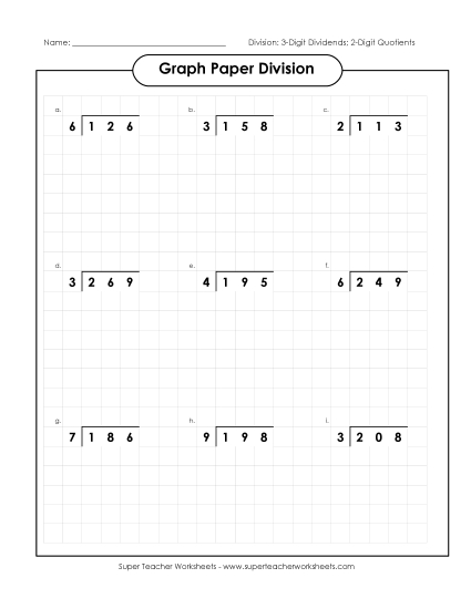 3-Digit Dividends - Graph Paper Division (3-Digit Dividends and 2-Digit Quotients) 3-Digit Dividends - Graph Paper Division (3-Digit Dividends and 2-Digit Quotients)