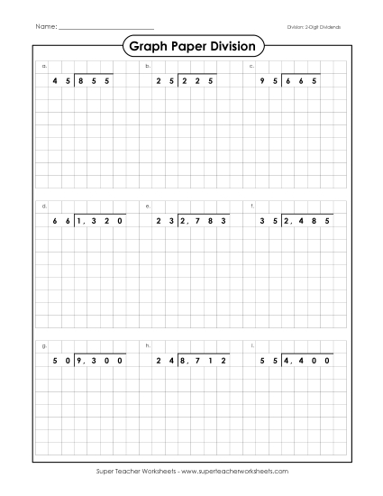Two-Digit Divisors - Graph Paper Division Practice: 2-Digit Divisors Two-Digit Divisors - Graph Paper Division Practice: 2-Digit Divisors