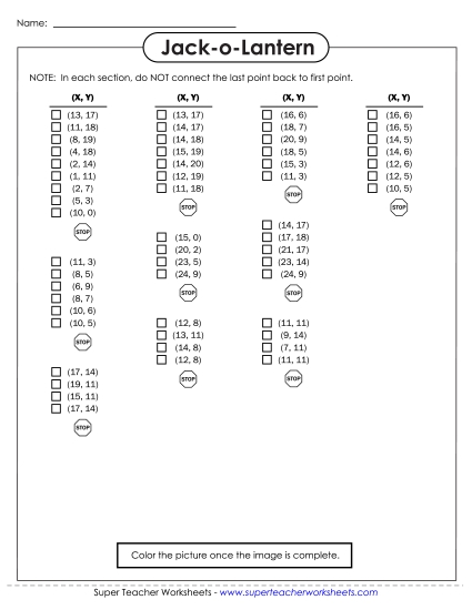 Graphing - Graph Plot Mystery Picture: Jack-o-Lantern (Easy)