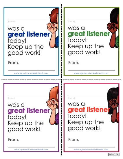Notes to Students - Great Listener Note