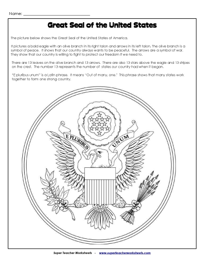 Great Seal of the USA - Great Seal of the USA (Read & Color)