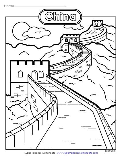 Coloring Pages - Great Wall of China Coloring Page