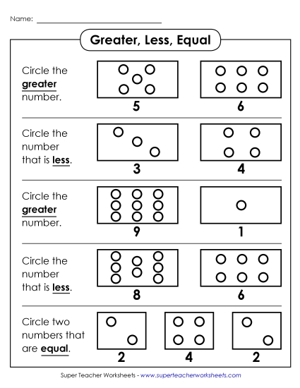 Comparing Numbers - Greater, Less, Equal