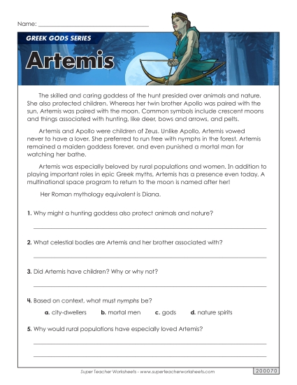 Reading Comprehension - Greek Gods Series: Artemis
