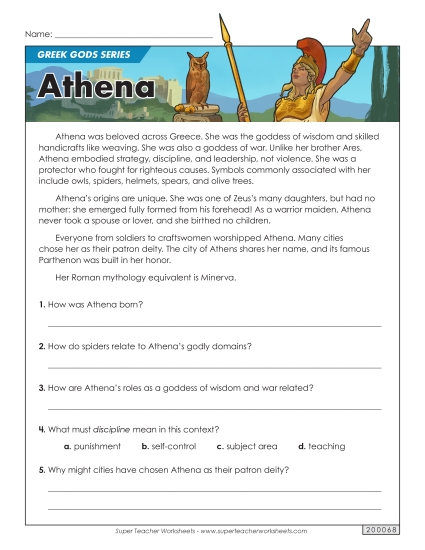 Reading Comprehension - Greek Gods Series: Athena