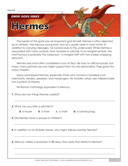 Reading Comprehension - Greek Gods Series: Hermes