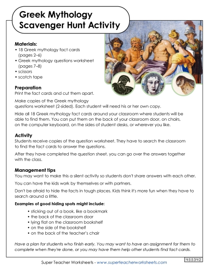Scavenger Hunt - Greek Mythology Scavenger Hunt Scavenger Hunt - Greek Mythology Scavenger Hunt