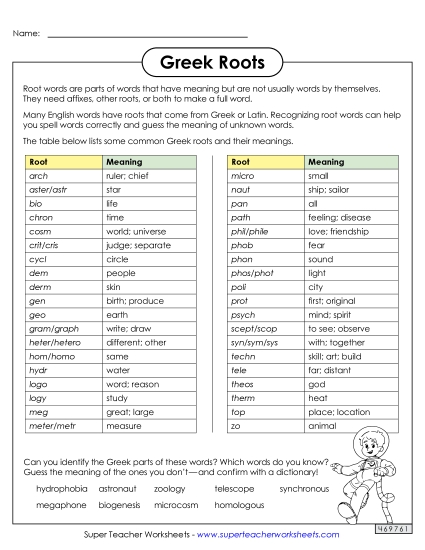 Reference Sheets - Greek Roots Reference Sheet Reference Sheets - Greek Roots Reference Sheet