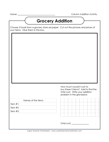 Addition with 3 or More Addends - Grocery Math Addition with 3 or More Addends - Grocery Math