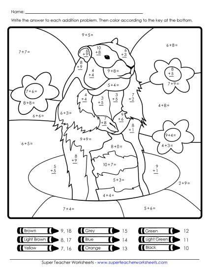 Groundhog Math - Groundhog Addition Picture (Basic)