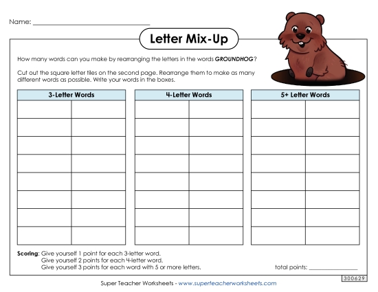 Puzzles & Games - Groundhog Letter Mix (Intermediate)
