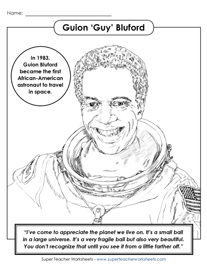 Astronauts - Guy Bluford - Coloring Page