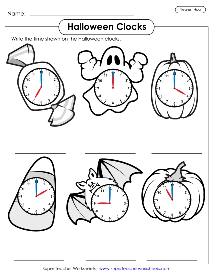 Telling Time - Halloween Clocks - Nearest Hour Telling Time - Halloween Clocks - Nearest Hour