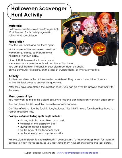 Classroom Games - Halloween Scavenger Hunt