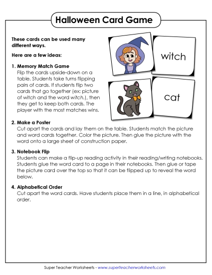 Learning Center (Very Basic) - Halloween Word-Picture Card Sort 