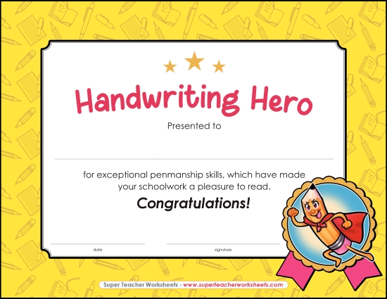 Reading & Writing Awards - Handwriting Hero Reading & Writing Awards - Handwriting Hero