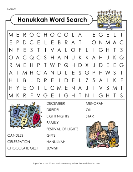 Hanukkah Puzzles - Hanukkah Word Search