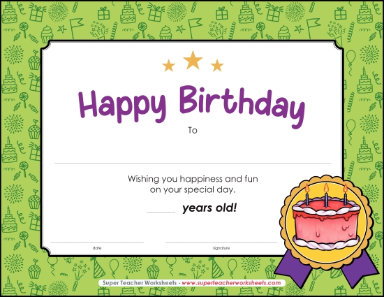 My Special Day - Happy Birthday Certificate