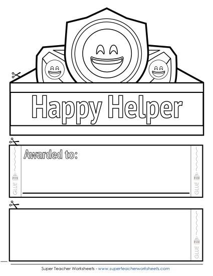Award Crowns/Hats - Happy Helper (B&W)
