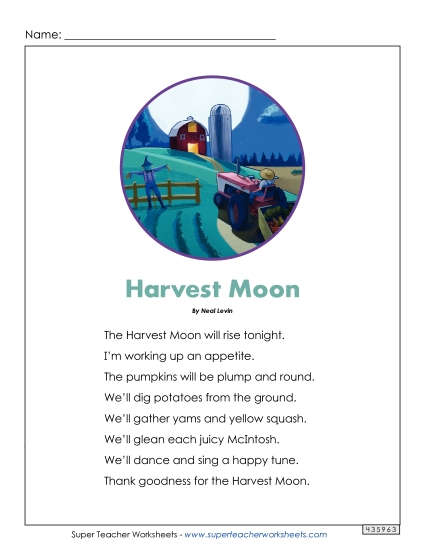 4th Grade Poems - Harvest Moon 4th Grade Poems - Harvest Moon