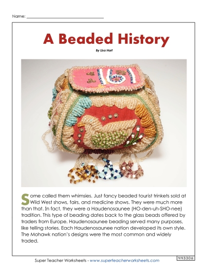 Reading Comprehension - Haudenosaunee Beadwork