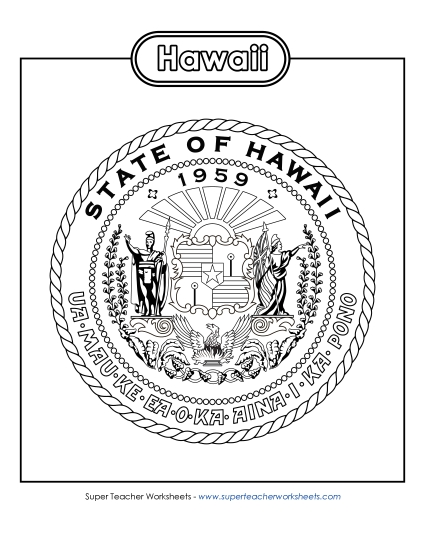 Flags & Seals - Hawaii State Seal (Black & White)