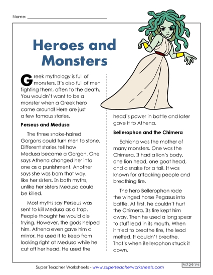 Reading Comprehension - Heroes and Monsters