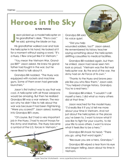 Reading Comprehension - Heroes in the Sky