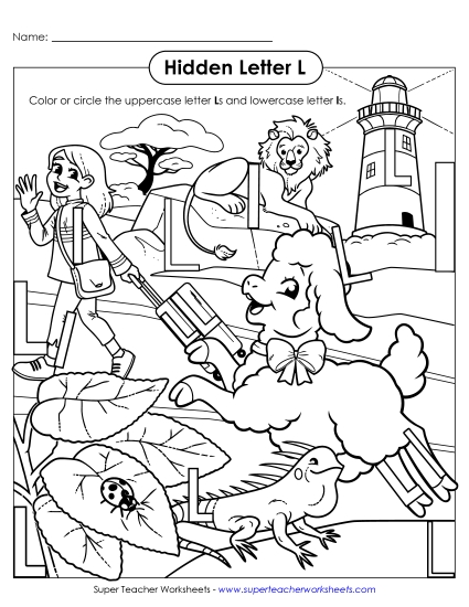 Letter Recognition - Hidden Letter L (Printable PDF Worksheet)
