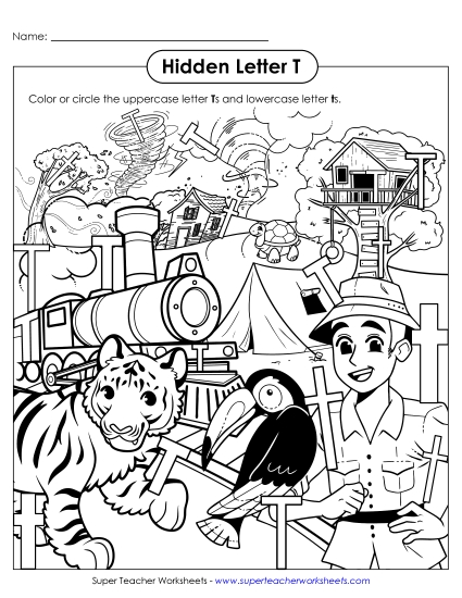 Letter Recognition - Hidden Letter T (Printable PDF Worksheet) Letter Recognition - Hidden Letter T (Printable PDF Worksheet)
