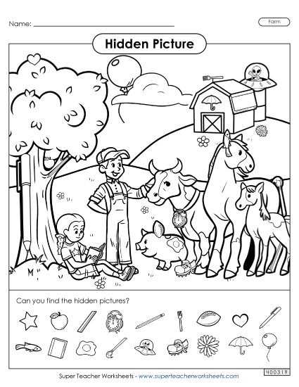 Worksheets and Activities - Hidden Picture: Farm
