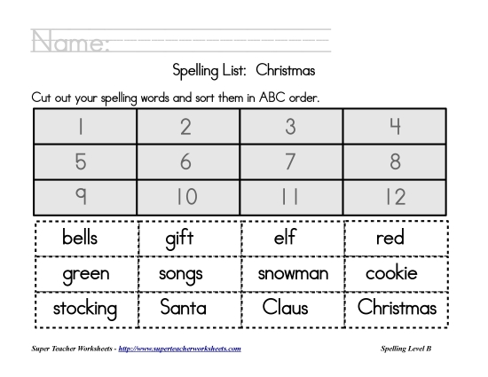 List B: Christmas - Holiday List - Christmas: ABC Order