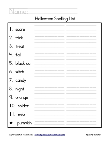 List B: Halloween - Holiday List - Halloween